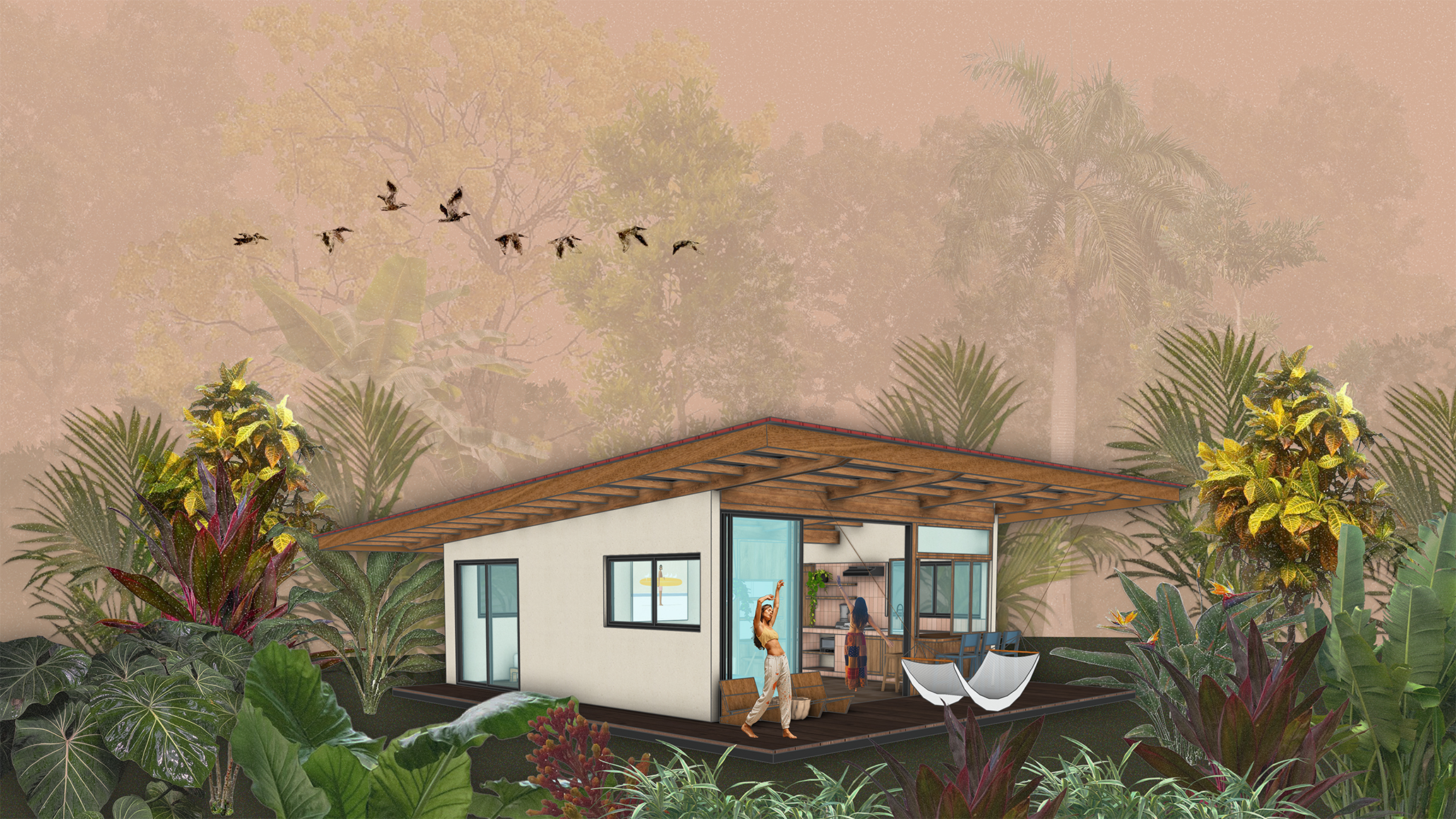 tropical cabin design Casa Jagua exterior view